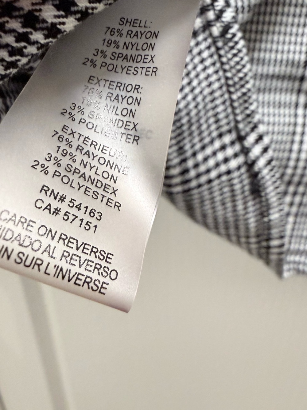 Calvin Klein Black and White Plaid Bell Sleeve Blouse - Picture 5 of 5